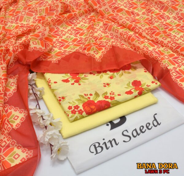 3PC Printed Lawn | Binsaeed BANA DORIA