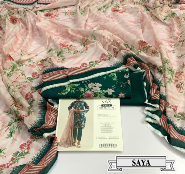 3PC Printed Lawn | Saya Brand