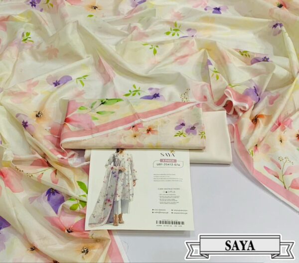 3PC Printed Lawn | Saya Brand