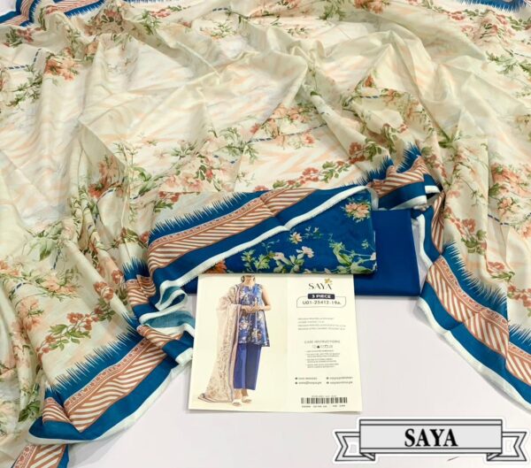 3PC Printed Lawn | Saya Brand