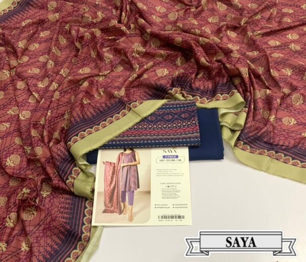 3PC Printed Lawn | Saya Brand