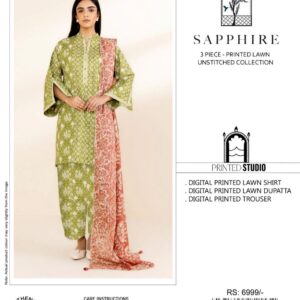 3PC Embroidered Lawn | Sapphire Brand