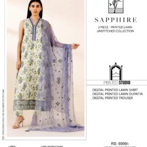 3PC Embroidered Lawn | Sapphire Brand