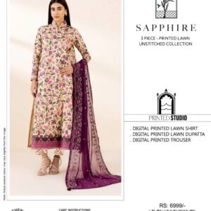 3PC Embroidered Lawn | Sapphire Brand