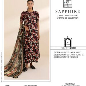 3PC Embroidered Lawn | Sapphire Brand