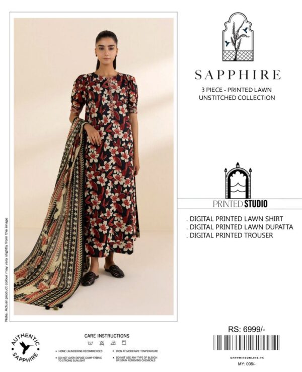3PC Embroidered Lawn | Sapphire Brand