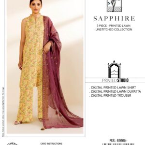 3PC Embroidered Lawn | Sapphire Brand