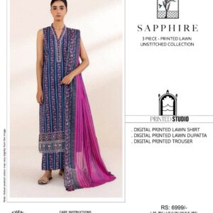 3PC Embroidered Lawn | Sapphire Brand