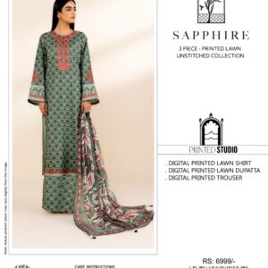 3PC Embroidered Lawn | Sapphire Brand