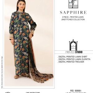 3PC Embroidered Lawn | Sapphire Brand