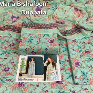3PC Printed Lawn | Maria.B Lawn with Sahfoon Dupatta