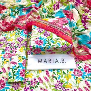 3PC Printed Lawn | Maria.B Lawn with Sahfoon Dupatta