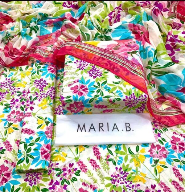 3PC Printed Lawn | Maria.B Lawn with Sahfoon Dupatta