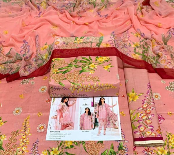 3PC Printed Lawn | Maria.B Lawn with Sahfoon Dupatta