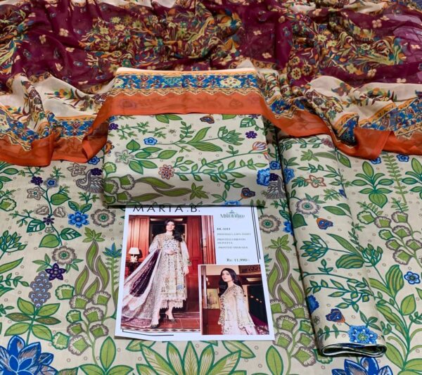 3PC Printed Lawn | Maria.B Lawn with Sahfoon Dupatta