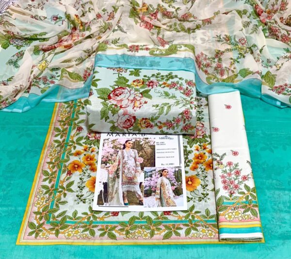 3PC Printed Lawn | Maria.B Lawn with Sahfoon Dupatta