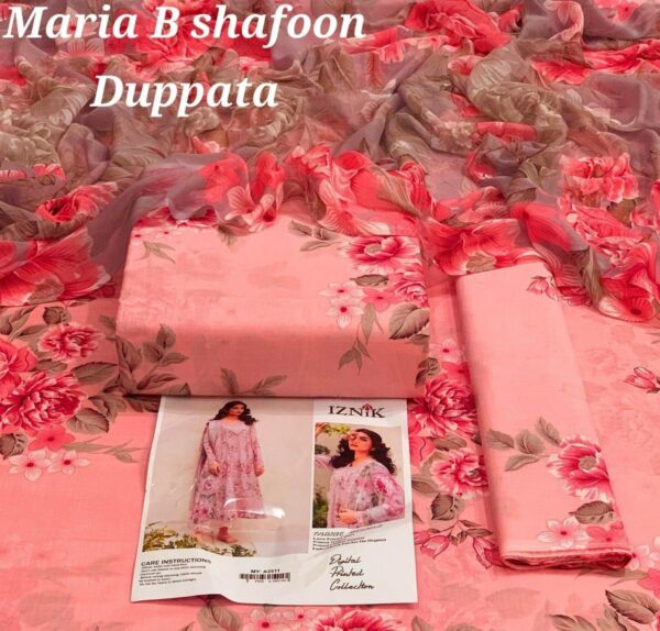 3PC Printed Lawn | Maria.B Lawn with Sahfoon Dupatta