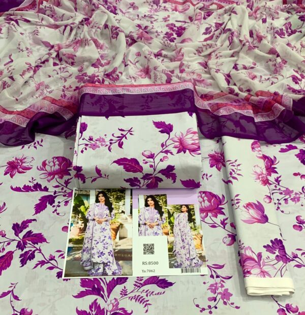 3PC Printed Lawn | Maria.B Lawn with Sahfoon Dupatta