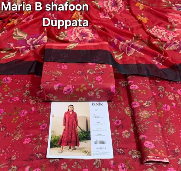 3PC Printed Lawn | Maria.B Lawn with Sahfoon Dupatta