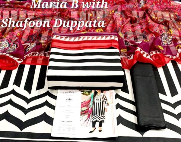 3PC Printed Lawn | Maria.B Lawn with Sahfoon Dupatta