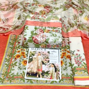 3PC Printed Lawn | Maria.B Lawn with Sahfoon Dupatta
