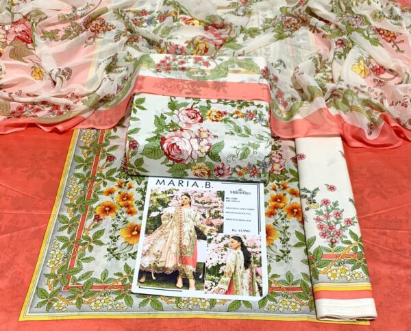3PC Printed Lawn | Maria.B Lawn with Sahfoon Dupatta