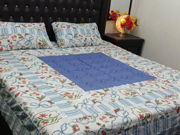 Embroidered Patch Work King Size BedSheet
