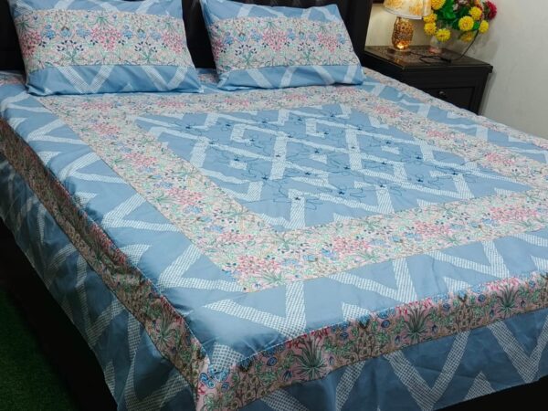 Embroidered Patch Work King Size BedSheet