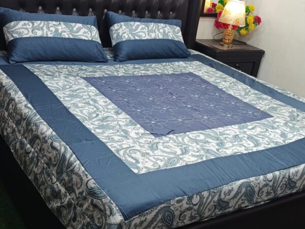 Embroidered Patch Work King Size BedSheet