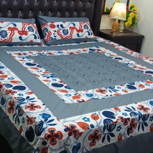 Embroidered Patch Work King Size BedSheet
