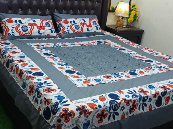 Embroidered Patch Work King Size BedSheet