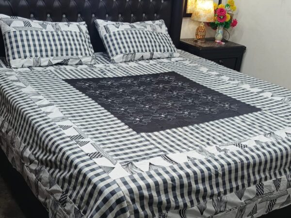 Embroidered Patch Work King Size BedSheet