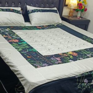 Embroidered Patch Work King Size BedSheet