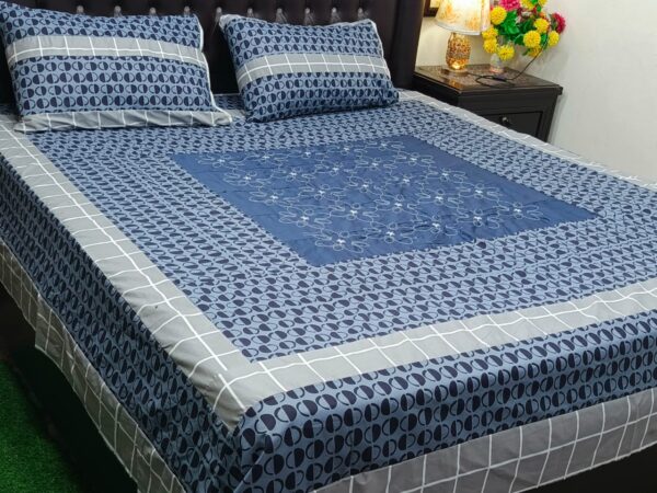 Embroidered Patch Work King Size BedSheet