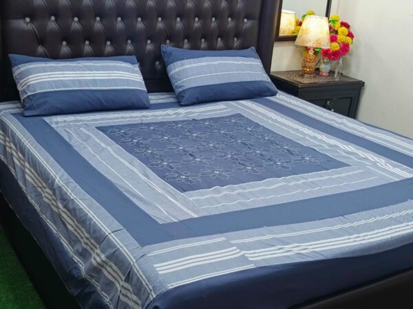 Embroidered Patch Work King Size BedSheet