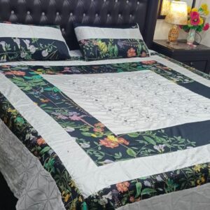 Embroidered Patch Work King Size BedSheet