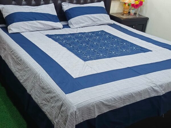 Embroidered Patch Work King Size BedSheet
