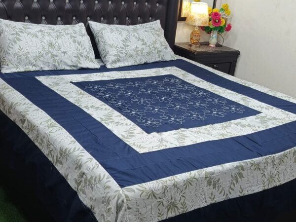Embroidered Patch Work King Size BedSheet