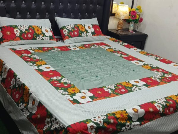 Embroidered Patch Work King Size BedSheet
