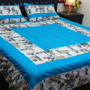 Embroidered Patch Work King Size BedSheet