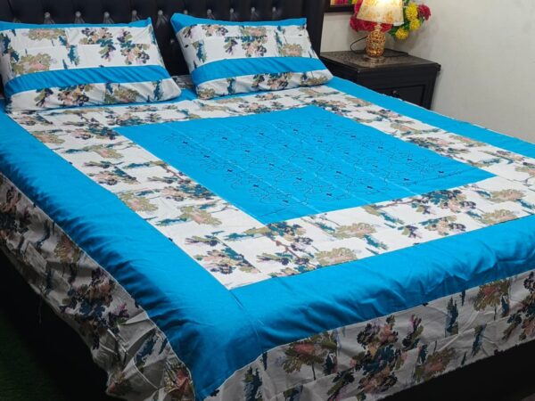 Embroidered Patch Work King Size BedSheet