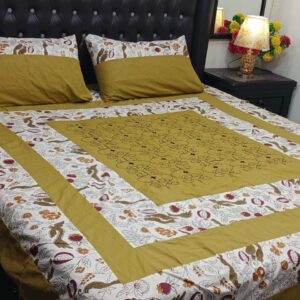 Embroidered Patch Work King Size BedSheet