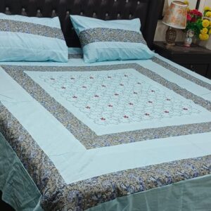 Embroidered Patch Work King Size BedSheet