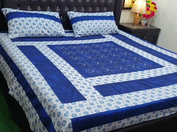 Embroidered Patch Work King Size BedSheet