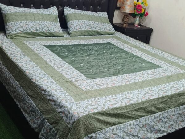 Embroidered Patch Work King Size BedSheet