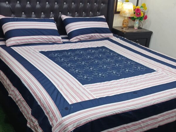 Embroidered Patch Work King Size BedSheet