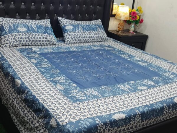 Embroidered Patch Work King Size BedSheet