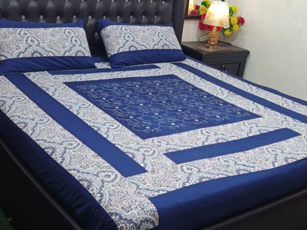 Embroidered Patch Work King Size BedSheet