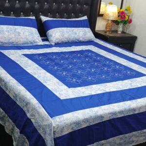 Embroidered Patch Work King Size BedSheet
