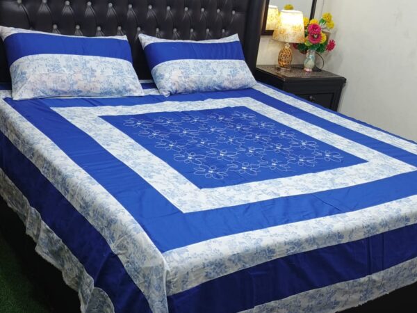 Embroidered Patch Work King Size BedSheet